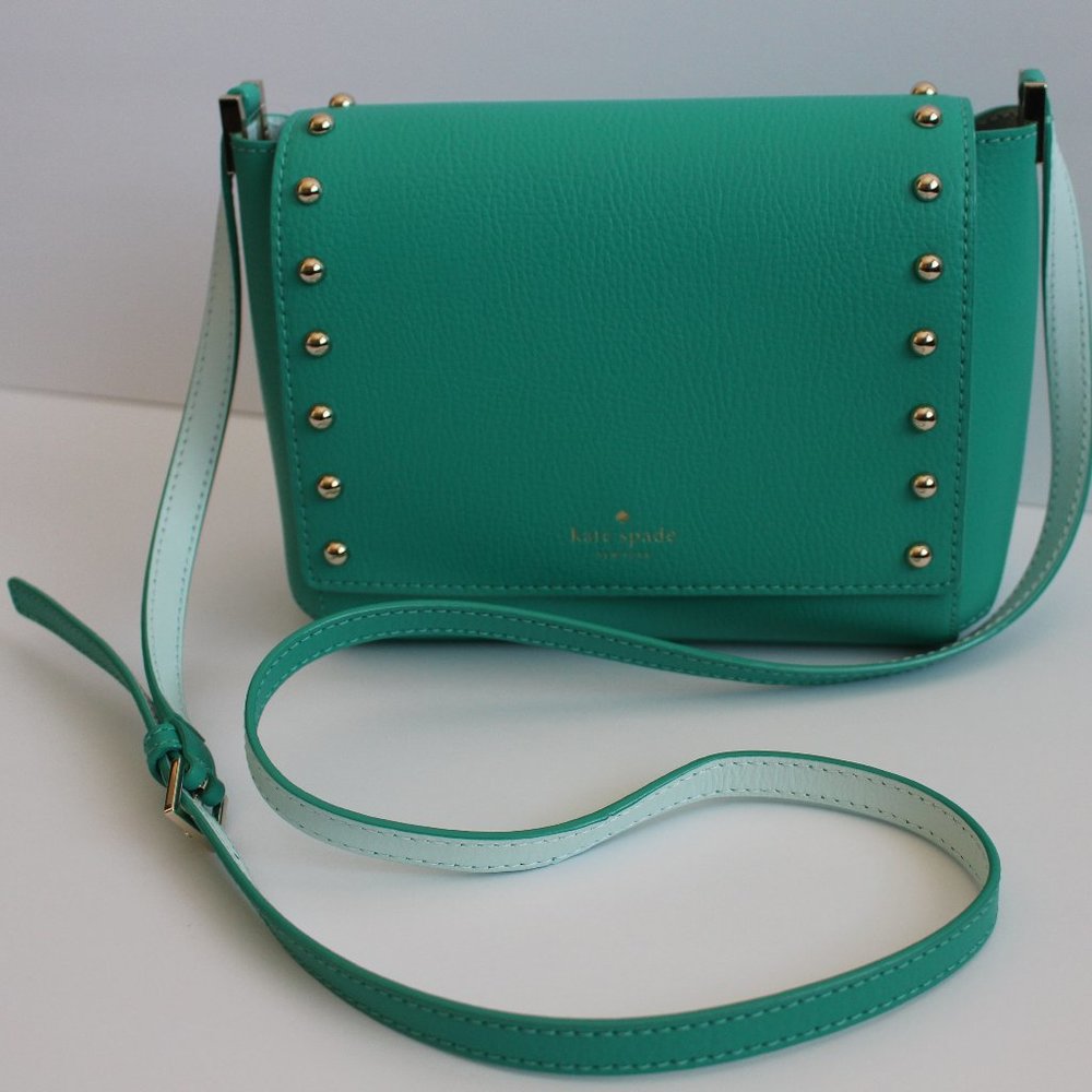 Kate Spade Teal Crossbody Bag with Gold Studs